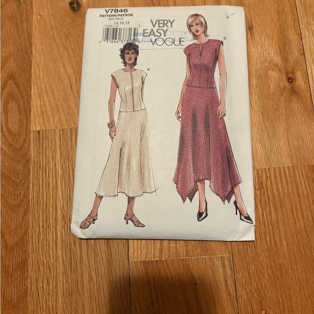 Vogue Sewing Pattern V7846 - Vintage 1980’s Drop Waist Dress